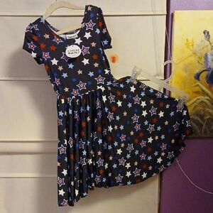 LuLaRoe Kids Dress with Star Pattern in Black, Red, and Blue